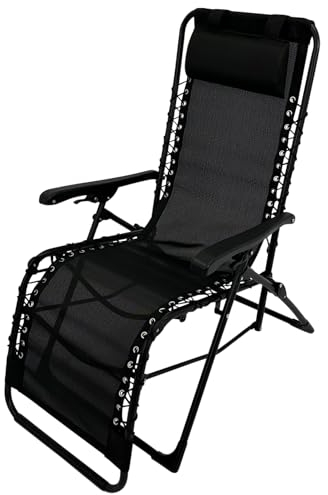 DEGAMO Relaxsessel Gartensessel Nizza, Metall und Kunstgewebe schwarz, faltbar, Outdoor