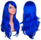 Damen Perücke Blau Lange Lockige Haar Perücken Synthetische Perücke Anime Cosplay Perücke mit Haarnetz für Kostümparty Halloween Karneval
