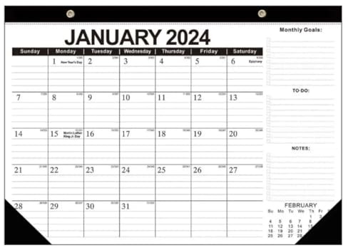Kalender 2024 Wandkalender, Büromaterial, Tagesplaner, englischer Kalender, Papier, 18 Monate, Schreibwaren, geeignet zum Verschenken Wandkalender