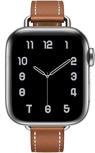 Fsavlroy Slim Bracelet,Compatible avec Apple Watch 38mm 40mm 41mm 42mm(Series 10),Fin Cuir Véritable Femme Bracelet Remplacement pour iWatch Series Ultra 2/Ultra 10/9/8/7/6/5/4/3,SE - Bambou