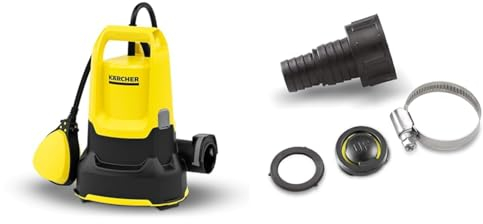 Kärcher SP 9.000 Flat Pompe d'Évacuation Aspirant à Plat, Débit: 9000 l/h, Profondeur: max. 7m & 6.997-359.0 lien (adapté au tuyau d'aspiration 3/4 Zoll+ 1 Zoll)