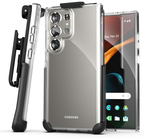 Encased Holster Combo Designed for Samsung Galaxy S24 Ultra Case with Belt Clip Phone Holder (Clear)