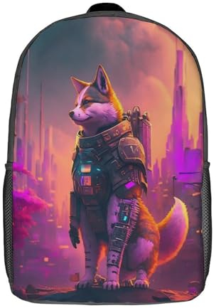 GQmoney 17-Zoll-Neon-Krieger-Rucksack, 3D-gedruckte Schultasche, Schule-Lunch-Tasche, Reiserucksack, Freunde-Rucksack für Mädchen und Jungen