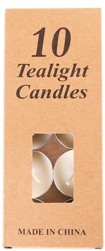 Teelichter, 2 Stunden Brenndauer, Regenbogenfarben, geruchlos, 10 Stück, Weiß