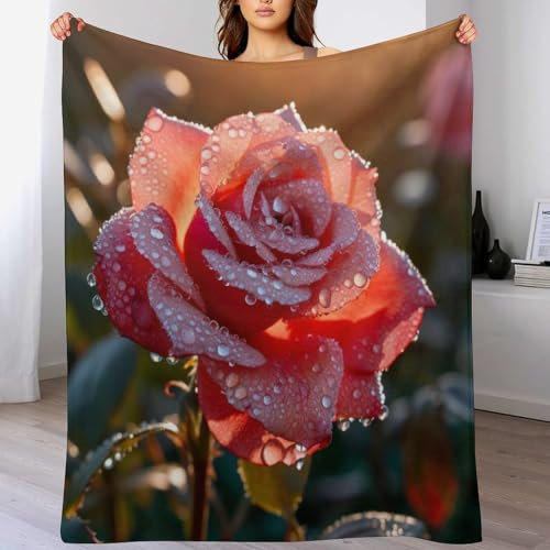 Couverture Polaire Rose Flannel Polyester Plaid Doux Et Chaud Couvre-Lit Sofa Jete De Canape Effet Velours Facile A Nettoyer-（130×180cm）