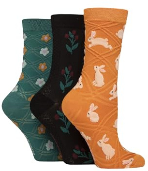 SockShop Ladies 3D Textured Patterned Pelerine Soft, Cooling and Breathable Bamboo Socks in a Multipack of 3 Pairs