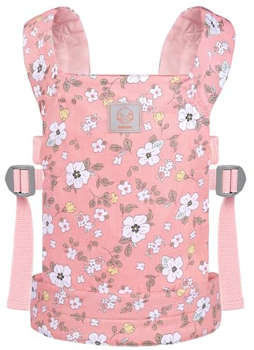 GAGAKU Puppentrage Babytrage für Puppen Bauchtrage Puppe Kinder Babytrage Spielzeug Trage Puppen Zubehör - Rosa - Anemone Blüte