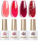 BORN PRETT Jelly Gel Nail Polish Set Sheer Milky Jelly Red Burgundy Gel Polish Crystal Transparent Gel Polish Ruby Regalia Milky Jelly Series Nail Art Varnish Manicure Collection Gift Set 7ML 4PCS