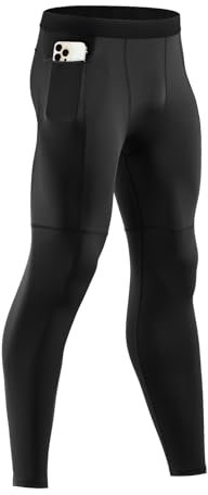 Niksa 1er Pack Sport Leggings Männer, Herren Tight Lang Quick Dry Kompression Hose für Fitness Workout Gym Joggen, Schwarz, L