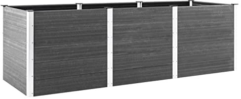 Rantry Jardinera elevada de jardín gris 300 x 50 x 91 cm de WPC, jardinera rejilla para jardín, jardinera de exterior, jardinera balcón