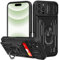 Aolcev for iPhone 16 Pro Case with Card Holder Wallet Case with Slide Camera Cover Ring Kickstand Heavy Duty Hard PC Soft TPU Bumper Armor Shockproof Protective Case Cover for iPhone 16 Pro-Black