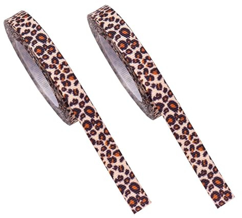 2 Rollen Leopardenmusterband, Leopardenmuster-Verpackungsband, Diy-Gurtbandmaterial, Zuschneidbares Langes Band, Dekoratives Geschenkboxband, Schleifenband