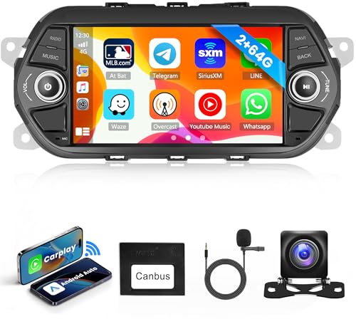 2G+64G Wireless Carplay Android 13 Autoradio per FIAT TIPO EGEA 2015-2017 con Android Auto GPS WIFI 7 Pollici Autoradio con Mirror Link Bluetooth FM/RDS Radio DAB/OBD/DVR/EQ/SWC Telecamera Posteriore