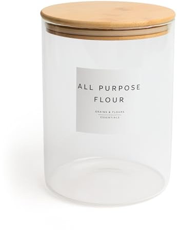 Livabl Large Glass Jar with Lid (3L) – Big Jar with Airtight Bamboo Lid for Kitchen Storage – Extra Large for Flour, Pasta, Cereal & More