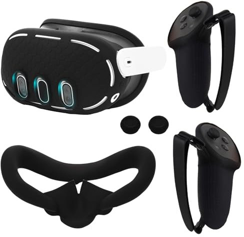 YUXIMAOYI VR Accessories Set for Oculus Quest 3 Controller Grip and Face Pad, Shell Protection Cover, Thumbstick Covers (Black)