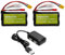 ZYGY 2PCS 7.4V 5000mah 2S Batterie Li-ION avec fiche JST et fiche XT30 avec Chargeur 1PCS 2 en 1 pour TX16S, TX18S, RC4GS RC6GS TX12 Télécommande Transmetteur Voiture Camion Ingénieur Batterie Camion