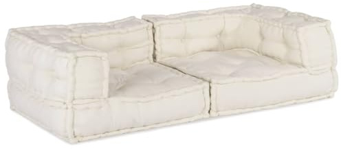 vidaXL 2-Sitzer-Modulsofa Creme 140x70x36 cm Stoff, Sofa, Sitzpouf, Schlafsofa, modulares Sofa, Sitzpuff, Palettenkissen, Stoffsofa, Bodensofa, Couch