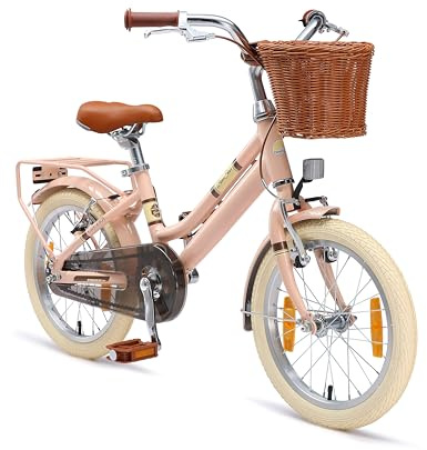BIKESTAR Alu Kinderfahrrad ab 4 Jahre | 16 Zoll City Retro Bike mit Korb und V-Bremse, Hollandrad | Risikofrei Testen