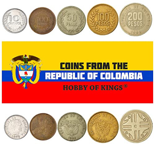 5 Colombia Coins from South America | Old Collectible Colombian Cash Lot | Perfect Choice For Your Coin Bank, Holders And Collection Album