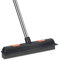 Rubber Broom, 2 in 1 Rubber Broom with Squeegee, Adjustable Long Handle Rubbers Brooms, Floor Scrubing Brush, for Pet Cat Dog Hair Removal Carpet Kitchen Garden Yard Window Cleaning,Black