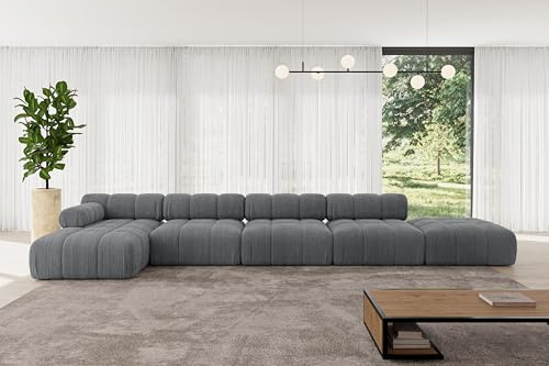 ALTDECOR Modulares Sofa Ecksofa in L-Form Corner modular Sofa Eckcouch Couch Wohnlandschaft Cauchsofa Polstersofa Lizur-L3-475x160x70 cm Dunkelgrau