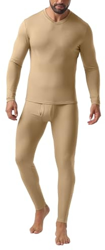 QIXING Herren Thermounterwäsche-Set Fleece gefüttert 4-Wege-Stretch Warmes Baselayer für Winter Ski Fußball