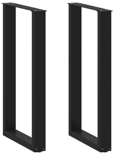 Générique Pieds de Table de Bar en U, 2 pièces, Noir, 40 x 90-91 cm, Acier Meubles Accessoires pour Tables Pieds de Table (Poids 12.3KG)