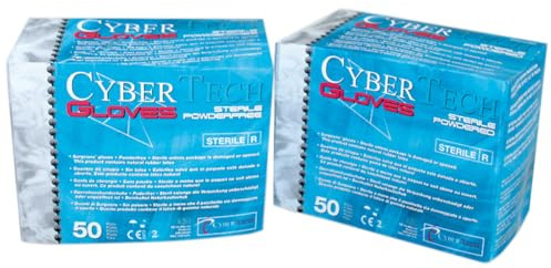 CyberTech - CyberGlove sterile Latex OP-Handschuhe Größe 9, puderfrei (1 x 50 Paar)