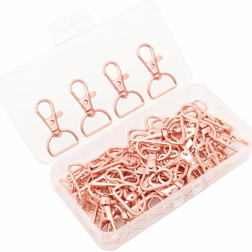 40 PCS Rose Gold Swivel Lobster Clasps Trigger Snap Hooks with D Ring, Heavy Duty Metal 360° Rotating Clips for Keychains Lanyards Jewelry Crafts Bags