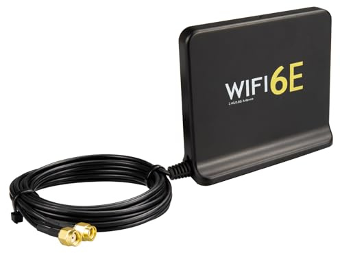 Boobrie - Antena WiFi 6E MIMO Tri-Bande 2.4GHz 5GHz 6GHz con base magnética antena WiFi 8dBi cable RP-SMA 2M para placas base PCIe/PCI, PC de escritorio, cámaras de seguridad, puntos de acceso