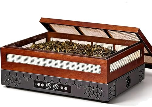 Elektrischer Tee-Bratkäfig mit Timer und Temperaturregelung, 1-2 kg Kapazität, Bambus-Design für Tee-Aroma und -Geschmack, ideal zum Braten von Nüssen