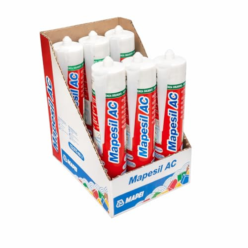 MAPEI Mapesil AC Sigillante Siliconico Acetico, Tecnologia BioBlock®, Antimuffa, per Bagni e Cucine, 310ml, Confezione da 6 Pezzi (Jasmine - 130)
