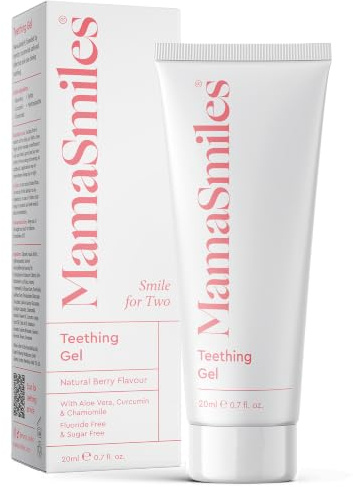 MamaSmiles Baby Teething Gel, Dentist Formulated, Benzocaine Free, 20ml | Fluoride & SLS-free, with Aloe Vera, Chamomile and Hydroxyapatite, Berry flavour, Made in Britain.