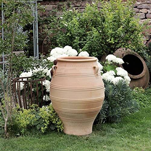 Palatina-Keramik große Terracotta Amphore Pflanzgefäß für Garten, Balkon und Terrasse, 80 cm Höhe und absolut winterfest