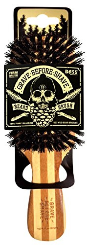 Grave Before Shave Beard Brush for Men with 100% Wild Boar Bristles and Bamboo Wood Handle