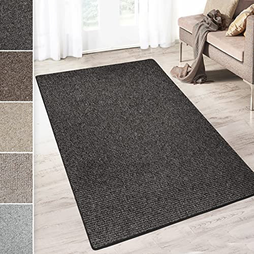 casa pura Teppich Läufer Carlton | Flachgewebe dezent Gemustert | Teppichläufer in vielen Größen | als Küchenläufer, Flurläufer (Anthrazit - 80x250 cm)