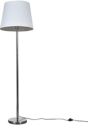 MiniSun | Modern Polished Chrome Metal Standard Floor Lamp with a White Tapered Shade | Floor Lamps & Torchieres, Home Décor & Improvement Essential