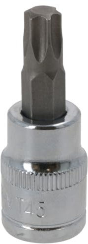 T45 Male Torx Bit Star Socket 3/8 Drive Standard Internal Chrome Vanadium Steel