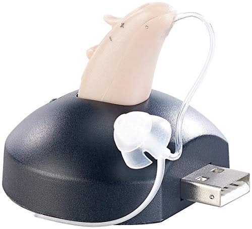 newgen medicals Hörverstärker einstellbar: Digitaler HdO-Hörverstärker, 35 dB Verstärkung, 13,5-Std.-Akku, USB (Hörgerät mit Ohrbügel, Digital Hörhilfen, Kopfhörer)