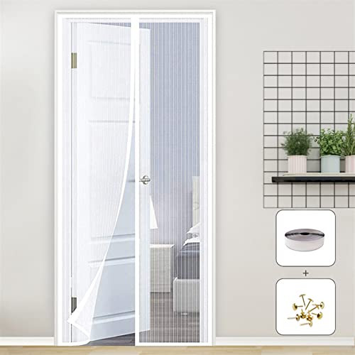 AMZERO Door Screen Magnetic Closure, 160x210cm Instant Screen Door Anti Mosquito Bugs Patio Door Fits Door Size up to, White A