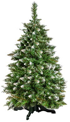 Weihnachtsbaum Personalisierbar mit natürlichem Baustamm/Ständer Klein/Groß 100 cm/ 180 cm Dicht Schneebedeckt mit Kristallen 11988