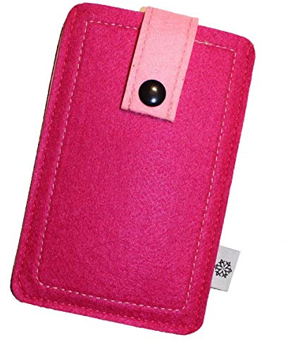 Davii Handy Filztasche kompatibel mit CAT S31 / B40, Handytasche Einsteck Etui mit Band, Robust, weich, Rundumschutz Pink - L