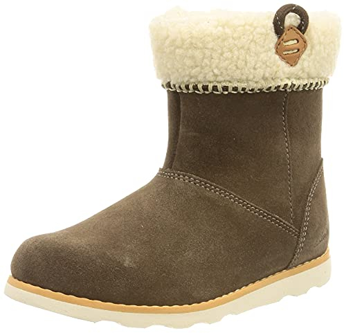 Clarks Crown Loop T, Stivali da Neve Bambina, Pelle Scamosciata di Noce, 27 EU