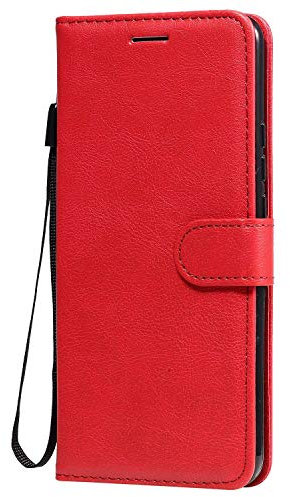 DENDICO Cover per Xiaomi Redmi 9, Portafoglio PU Custodia in Pelle, Flip Libro TPU Bumper Caso per Xiaomi Redmi 9 - Rosso
