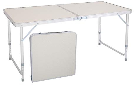 Table Camping Pliante Aluminium Table D'appoint pour Caravane Jardin BBQ Barbecue en Portable Exterieure 120 x 60 x 70 CM