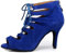 RUYBOZRY Stivali da Ballo Latino Americano Donna con Punta Aperta con Tacco Scarpe Ballo Tango da Salon,YCL456-Blu-7.5,EU42