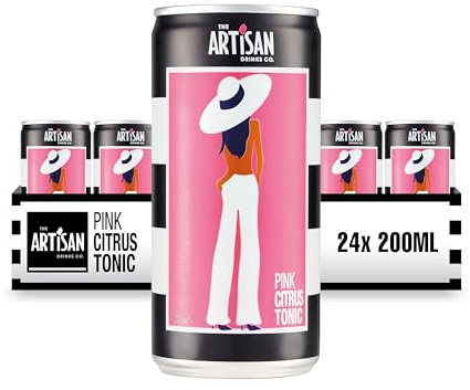 Pink Citrus Tonic Water by The Artisan Drinks Company - 200mlx24 Tonic Water Cans - Natural Ingredients - Tonic Water for Gin - Grapefruit, Blood Orange, Lemon & a Hint of Basil - Pink Gin Mixer