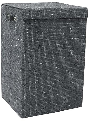 JVL Shadow Fabric Foldable Laundry Hamper with Lid