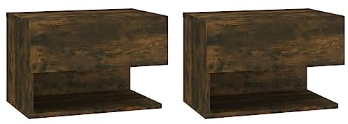 vidaXL 2X Tables de Chevet Murales Tables de Nuit Suspendues Armoires de Chevet Armoires de Lit Meubles de Chambre à Coucher Intérieur Chêne Fumé