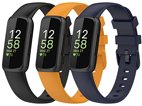 Gheper Bänder Kompatibel mit Fitbit Inspire 3 Smart Watch Band Ersatz Armband Silikon Zubehör für Frauen Männer S/L Größe, 3 Pack